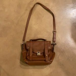 Brown pleather messenger crossbody bag